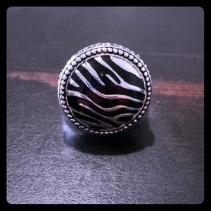 Premier Designs Zebra Cocktail Ring Sz 10